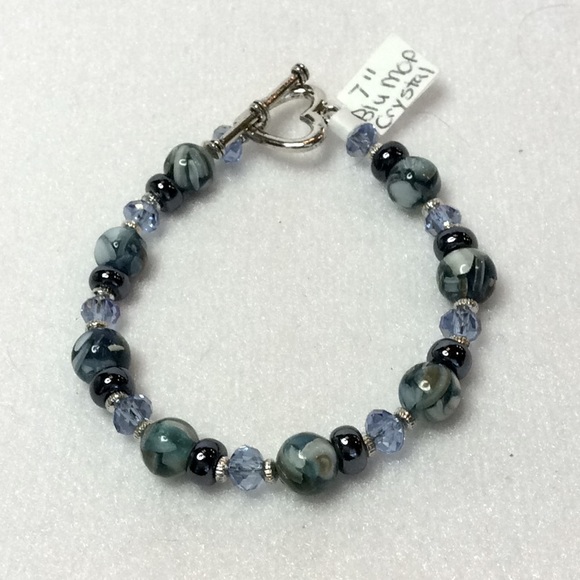 FINAL SALE PRICE Mother of Pearl, Hematite & Crystal Bracelet - Picture 1 of 4